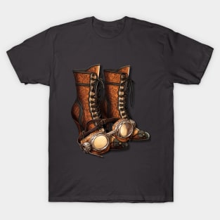 Steampunk Boots and Goggles T-Shirt